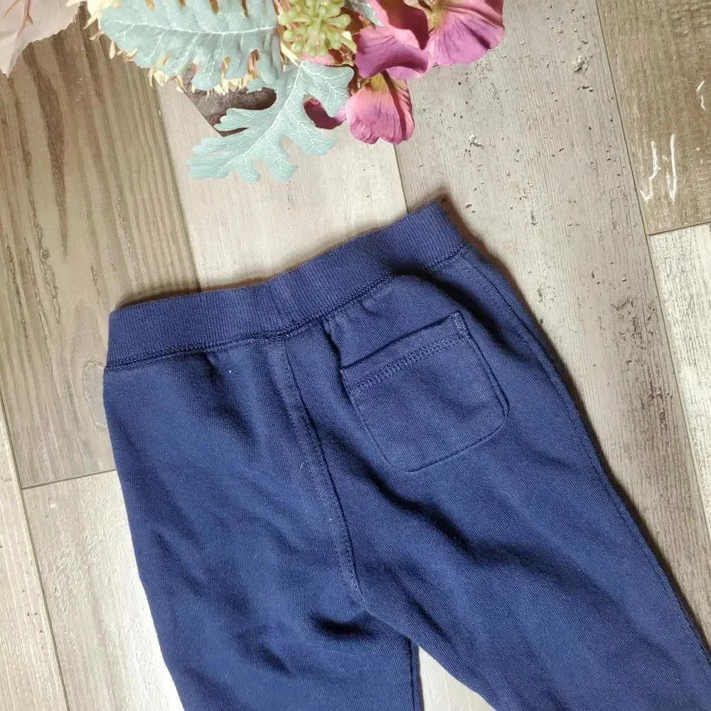 Gymboree 12-18m Baby Boy Navy Blue Fleece Lined Joggers EUC